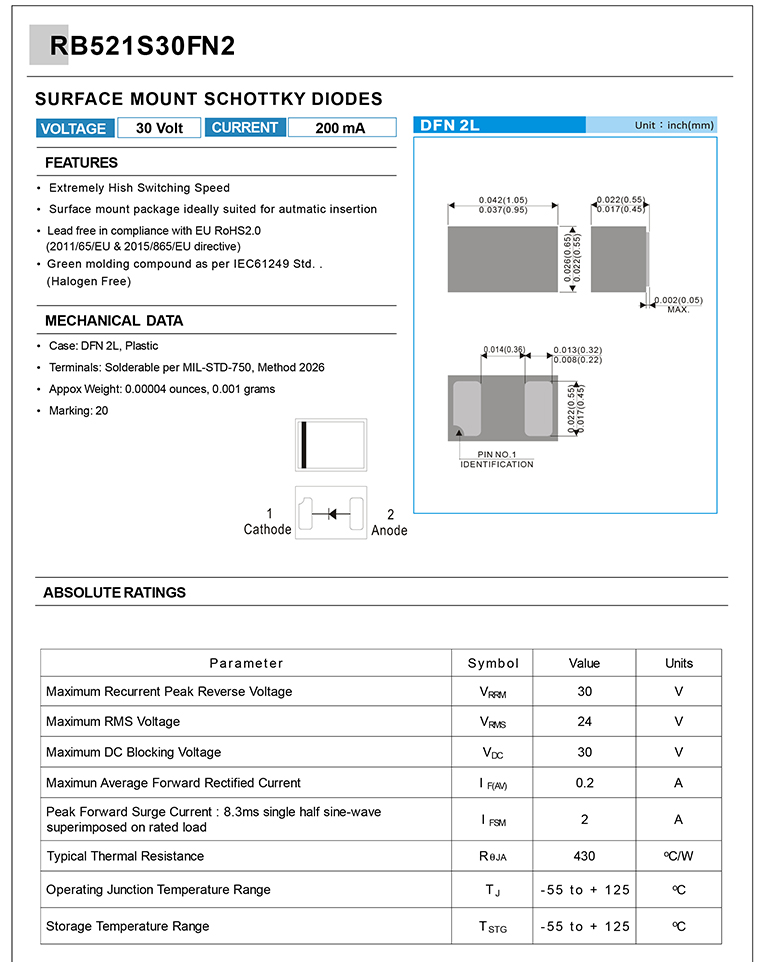 肖特基二极管in5817参数